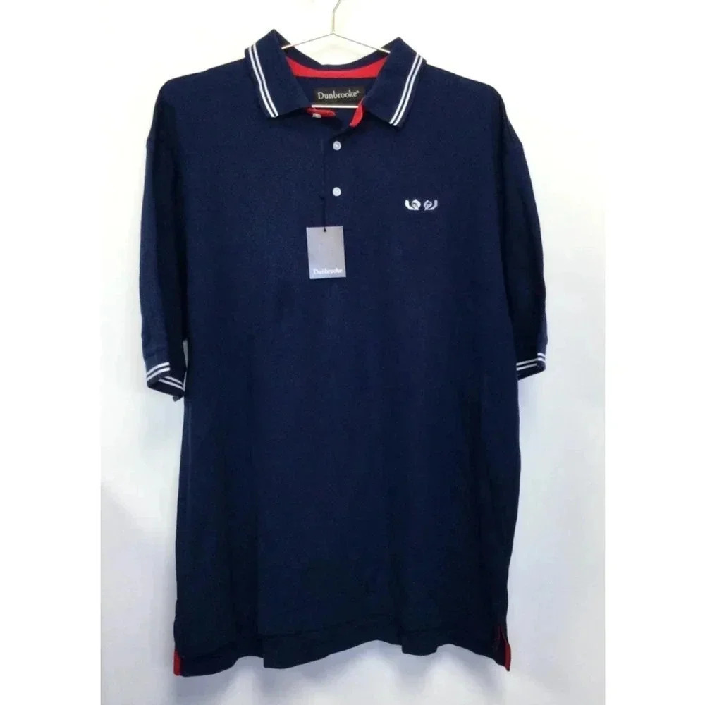 Vintage Men's Dunbrooke Polo Shirt XL Navy Red New‎ with tags
